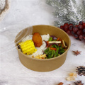 Disposable Kraft paper salad blows 750 ml with PET PP lid take away food container